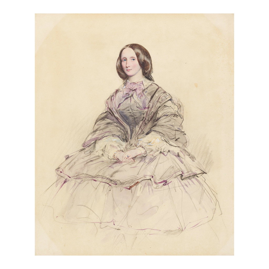 Portrait of a lady, thought to be the Countess of Gainsborough by Attributed to Franz Xaver Winterhalter sold for $2,931. Image courtesy of Bonhams