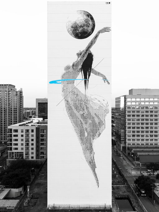 INO Paints “Fly Away” on a 23-Story Building in Houston