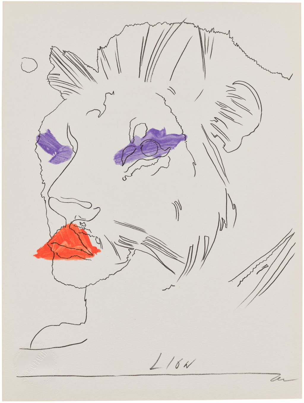 Lion by Andy Warhol sold for $7,740. Image courtesy of Phillips