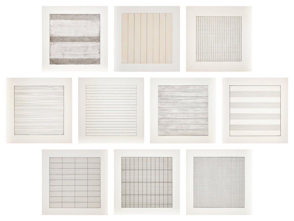 Paintings and Drawings 1974-1990 by Agnes Martin sold for $13,800. Image courtesy of Phillips