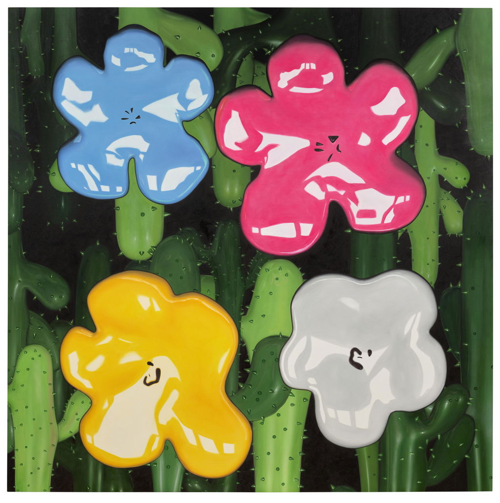 Flower Study, from the Lobster Land Museum (White, Yellow, Magenta, Sky Blue) by philip colbert sold for $45,100.
Image courtesy of Phillips