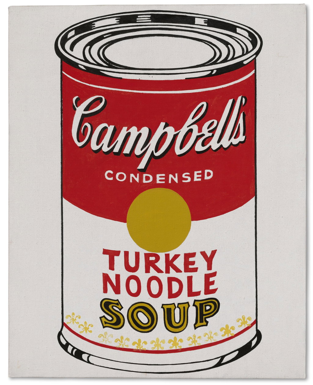Campbell's Soup Can (Turkey Noodle) by Andy Warhol estimated at $6m (low) to $8m (high). Image courtesy of Christie's