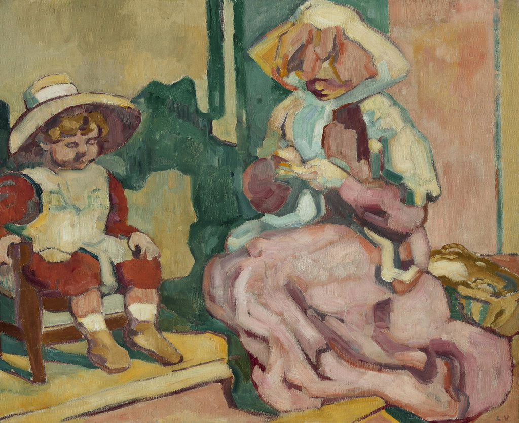 Mother Sewing and Child in an Armchair. Image courtesy of Christie's