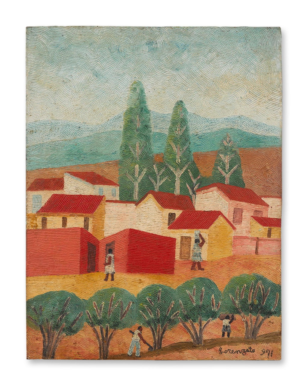 Home and Trees by Amadeo Luciano Lorenzato sold for $93,300 (1073% above estimate). Image courtesy of Sotheby's