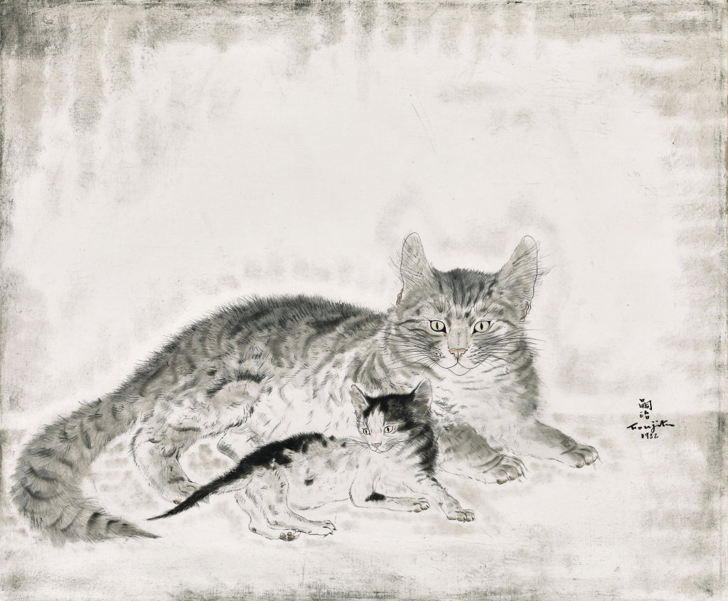 Chatte et chaton by Tsuguharu Foujita sold for $734,300. Image courtesy of Sotheby's
