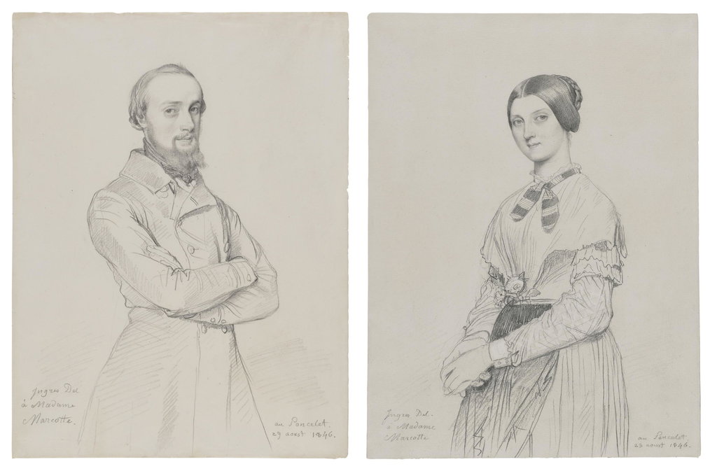 Portrait of Marie Marcotte; and Portrait of her husband Alexandre Legentil. Image courtesy of Christie's