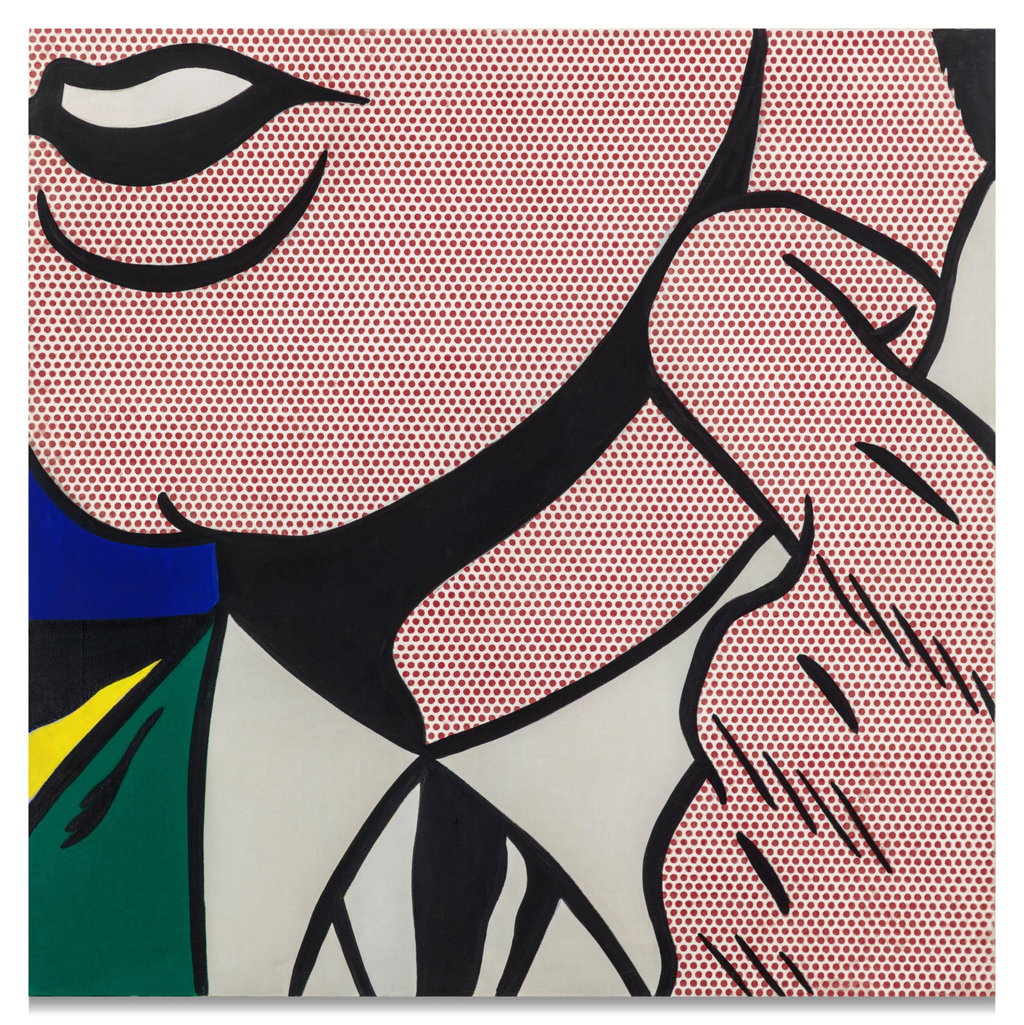 Half Face with Collar by Roy Lichtenstein estimated at $10m (low) to $15m (high). Image courtesy of Sotheby's
