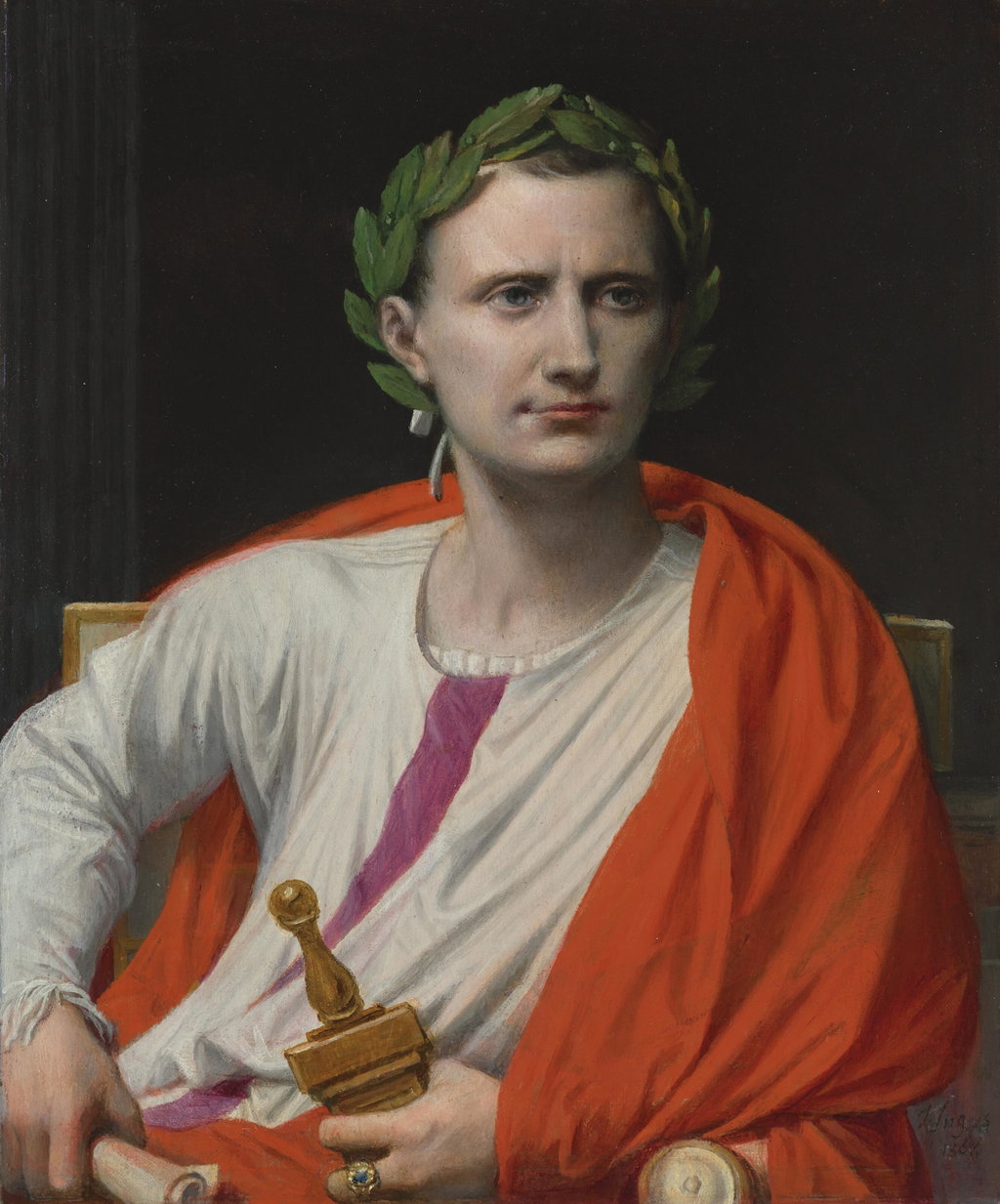 Julius Caesar; Sketch of the portrait of Julius Caesar inserted in an architectural structure; Sketch of the bust portrait of Julius Caesar by Jean Auguste Dominique Ingres sold for $2.71m. Image courtesy of Christie's