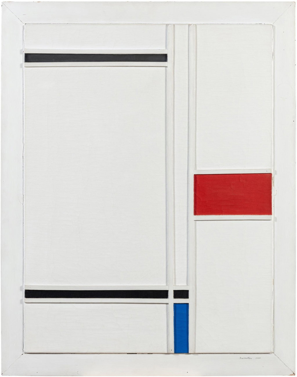 White, Black, Blue and Red (1944). Sold for $828,100 in 2025. Image courtesy of Sotheby's