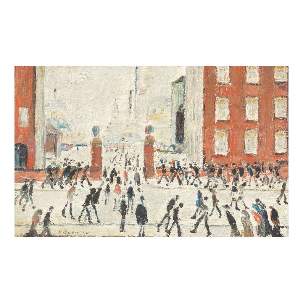 Figures in Front of a Factory Gate by L.S. Lowry sold for $252,900. Image courtesy of Bonhams