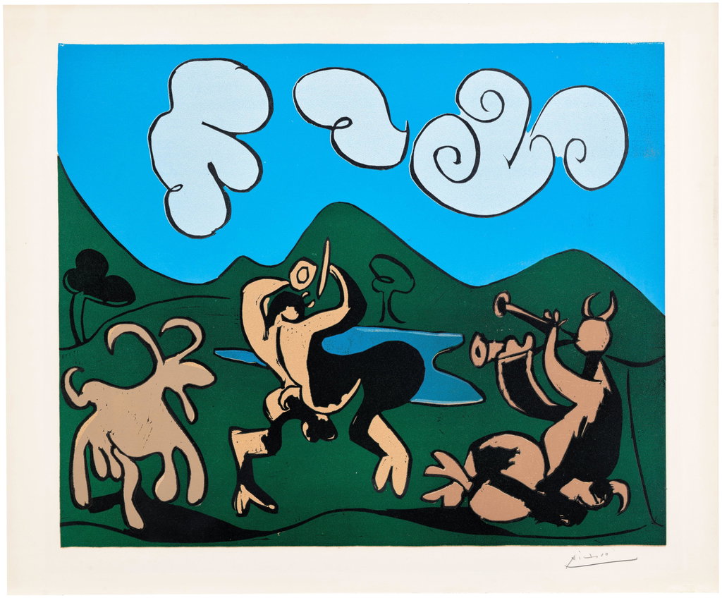 Faunes et chèvre (Fauns and Goat) by Pablo Picasso sold for $95,600. Image courtesy of Phillips