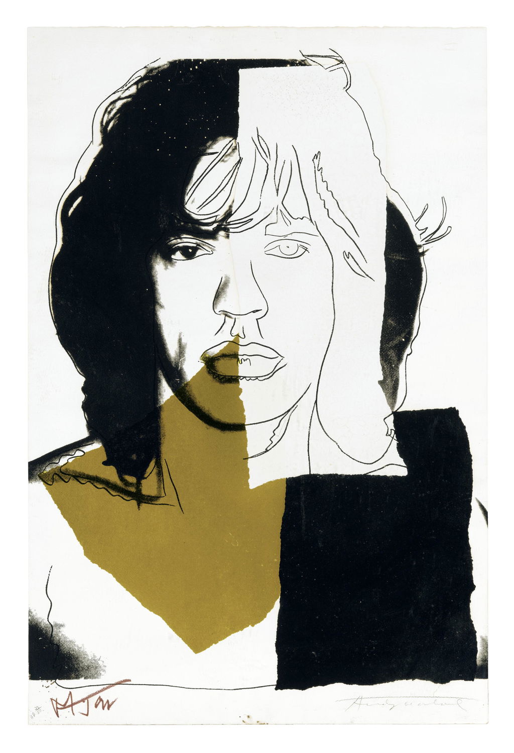 Mick Jagger: one print by Andy Warhol sold for $95,200. Image courtesy of Christie's