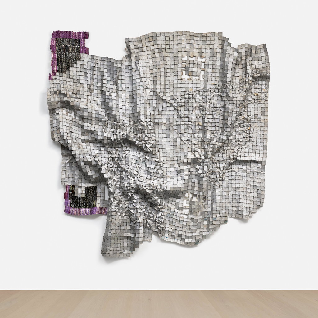 Delta by El Anatsui estimated at $936,900 (low) to $1.2m (high). Image courtesy of Phillips