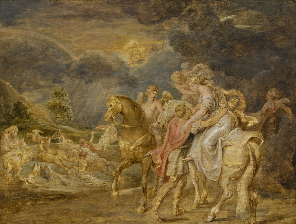 Aeneas helping Dido from her horse - a sketch by Peter Paul Rubens estimated at $2.67m (low) to $4m (high). Image courtesy of Christie's