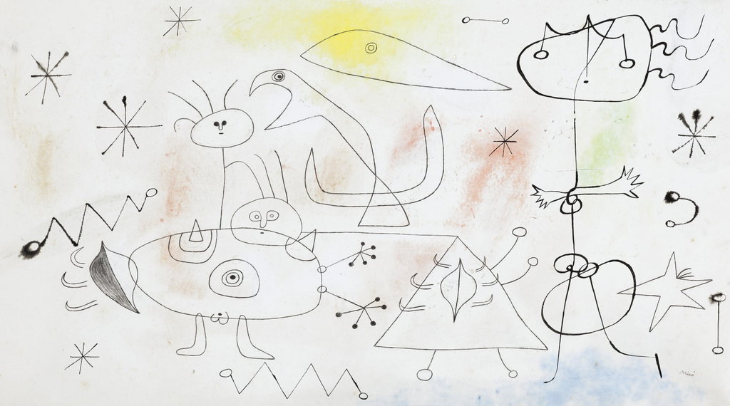 Femmes, oiseau, étoiles by Joan Miro estimated at $400,000 (low) to $600,000 (high). Image courtesy of Christie's