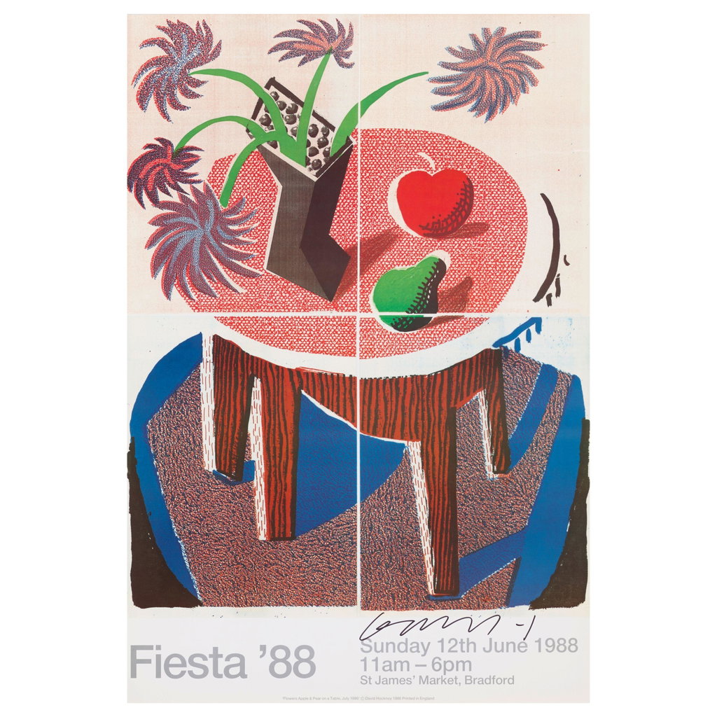Four Posters by After David Hockney sold for $8,960 (497% above estimate). Image courtesy of Bonhams