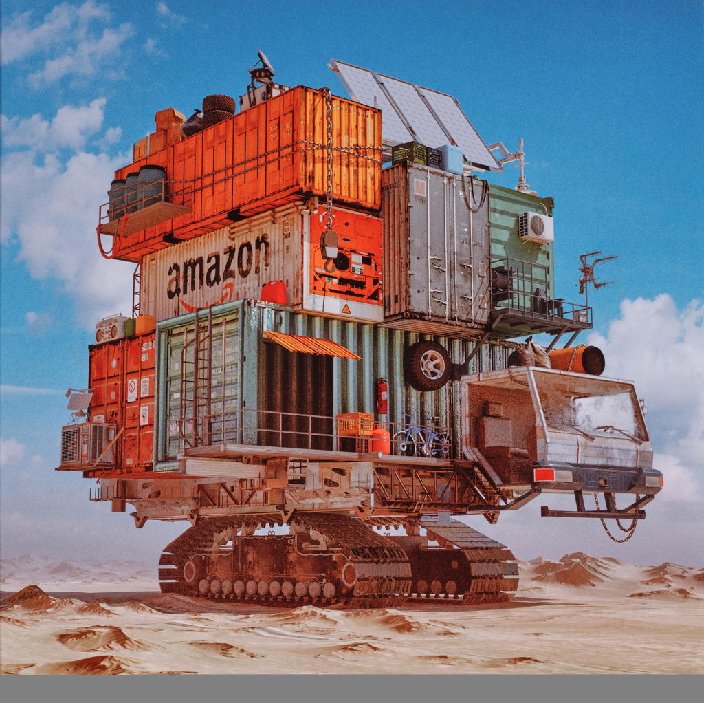 AMAZON MOBILE SITE 2091 #1/3 by Beeple sold for $82,500.
Image courtesy of Sotheby's, Online