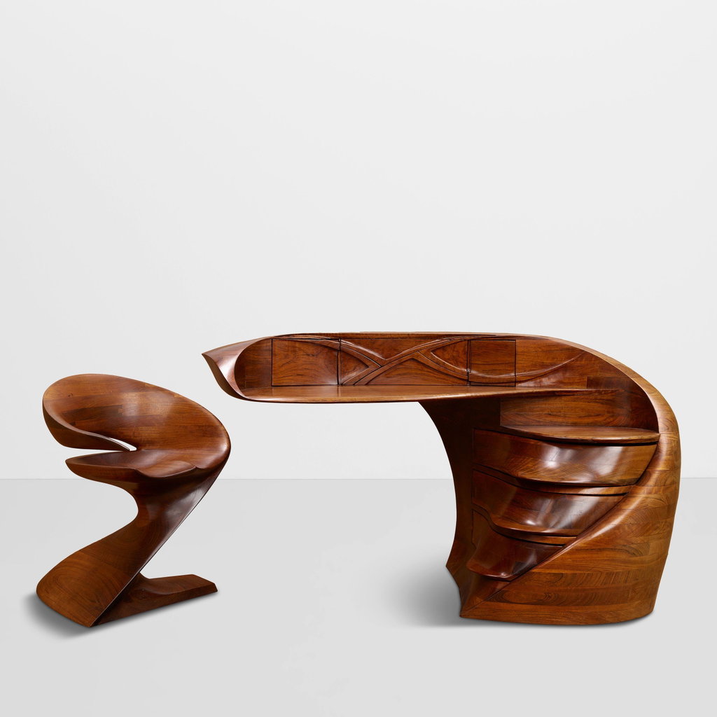 Unique 'EL Morro' Desk and 'Matador I' Chair by Michael Coffey sold for $29,400. Image courtesy of Bonhams