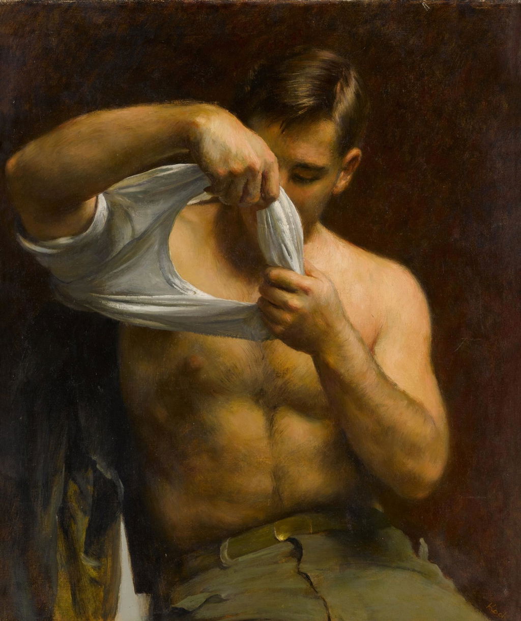 Man Putting on His Shirt by John Koch sold for $381,000.
Image courtesy of Sotheby's, Online