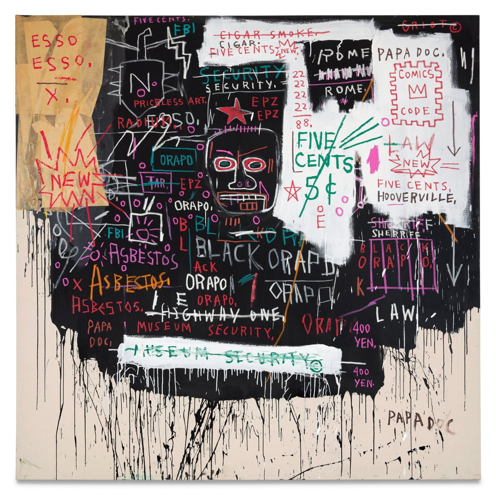 Museum Security (Broadway Meltdown) by Jean-Michel Basquiat estimated at $45m. Image courtesy of Sotheby's