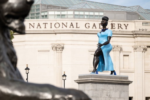 Tschabalala Self's Lady in Blue towers over Trafalgar Square