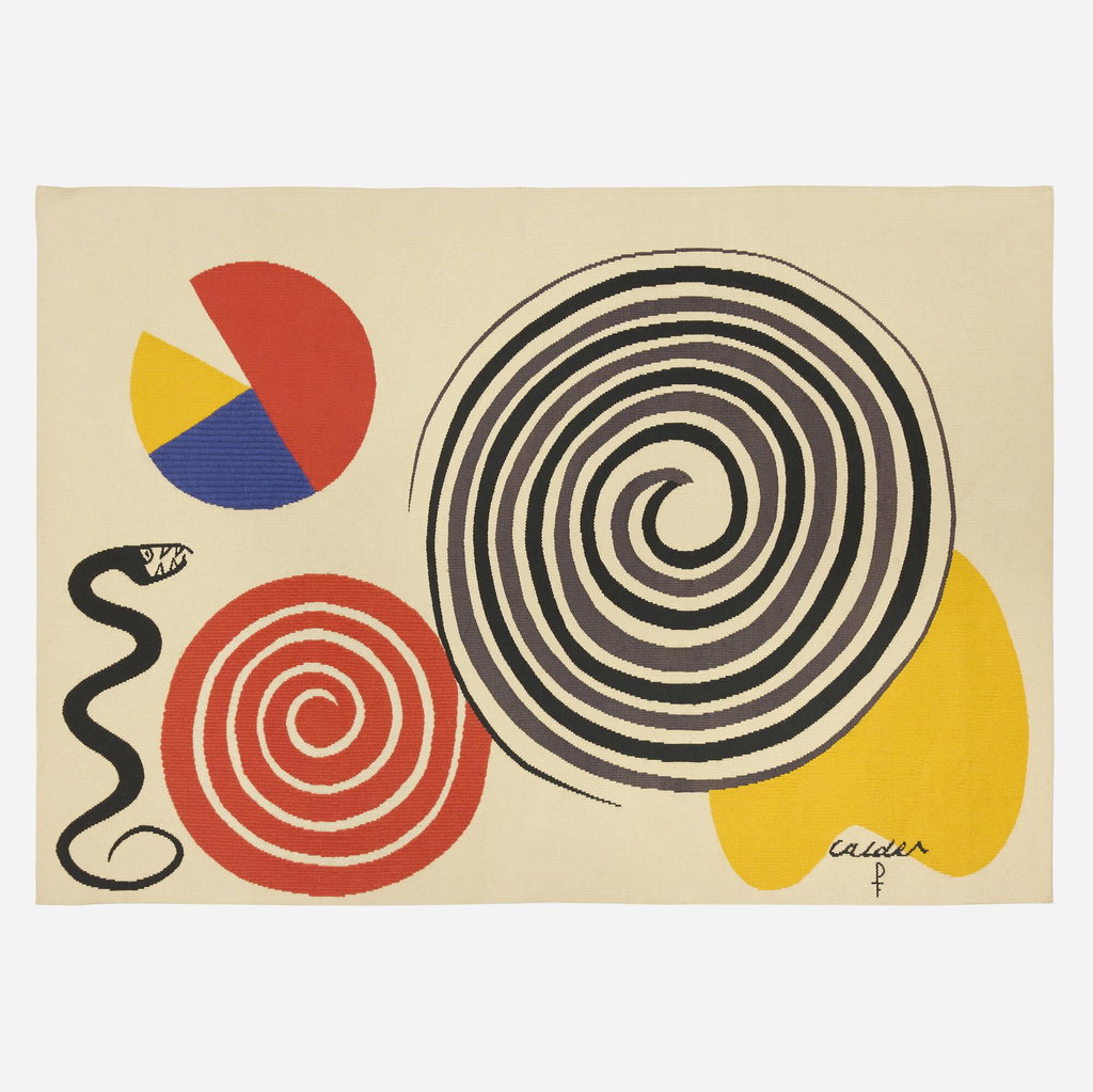 La Poire, le fromage, et le serpent (from The Bicentennial Tapestries series) by Alexander Calder sold for $51,200. Image courtesy of Rago